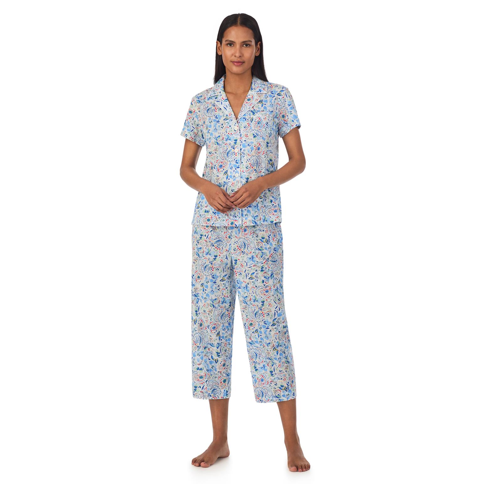 Lauren Ralph Lauren Cotton Lawn S/S Notch Collar Capri Pajama Set